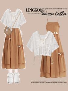NUMEN BUTTON | Plus Size Mature Style Summer Vacation Set Light Age Dress and Top