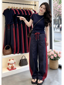 Shalldoer | Bộ Thời Trang Mùa Hè Đơn Giản Áo Thun Ôm Cổ Dài Tay Ngắn Quần Túi Xọc Phong Cách Thường Nhật