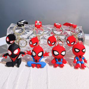 Disney Avengers Keychain Marvel Spiderman Figure Cute Keyring Bag Pendent Jewelry Superhero Key Holder Accessories Xmas Toy Gift