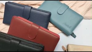 Dompet panjang wanita kulit sintetis polos dompet wanita dompet kartu dan uang dompet muat hp