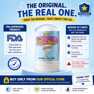 Authentic Twenty Two Six The Rock Star Natural Lightening Mineral Deodorant Safe for Kids Tweens Teens
