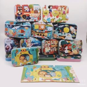 FG Puzzle Jigsaw Kayu 60pcs Kotak Kaleng Besi Puzzle Wooden 60pcs Mainan Edukasi Puzzle Jigsaw Kaleng