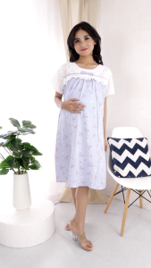 Baju Dress Hamil Menyusui Model Pita Kekinian Bahan Brukat & Crinkle - Jenna
