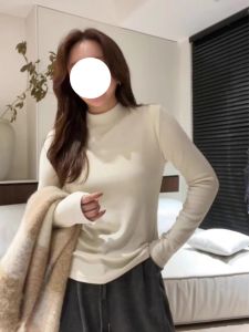 plus Size Double-Faced Velvet Stand Collar Long Sleeve T-Shirt Spring New Style Conceal Meat Slimming Inner Wear Top for Women