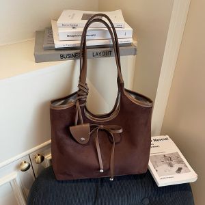 Elegant Butterfly Knot Frosted Underarm Tote Bag Large Capacity Splicing Bucket Shoulder Bag for Women Cneeya&Kaer Brand