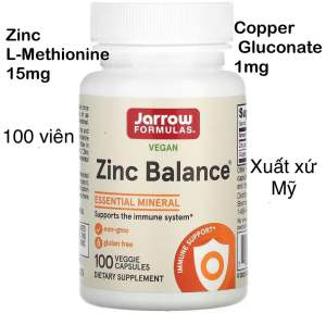 [MỸ] viên Zinc Balance® vegan 100 viên Jarrow Formulas