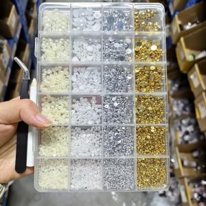24 Ô 4500 Chiếc Hạt Cườm Trang Trí Móng Tay Hình Nửa Tròn 3D Nhiều Kích Cỡ 2/3/4/5/6/8mm Hạt Caviar Dùng Trang Trí Móng Tay Tự Làm