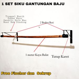 1Set Gantungan Display Pakaian Ambalan Dinding