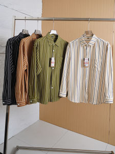 Classic Stripes Mens Casual Comfortable Breathable Long Sleeve Shirt Spring 2025 Versatile Flip Collar Standard Fit Youth Fashion