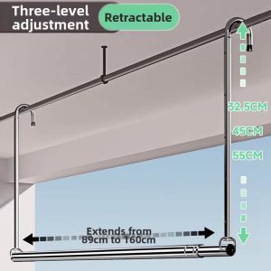Micoe | Stainless Steel Adjustable No-Drilling Required Telescopic Clothes Drying Rod