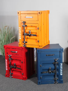Industrial Style Locker Container Cabinet with Lock Creative Bedside Small Cabinet Iron Bedside Table Small Storage Cabinet