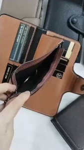 Long tri-fold light luxury retro womens wallet buckle zipper hand-held wallet soft multi-card slots mens wallet simple fashion original