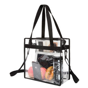 Large Capacity Transparent Tote Bag Womens Swimming Fitness Bag PVC Dustproof Waterproof Storage Bag Handbag Shoulder Bag