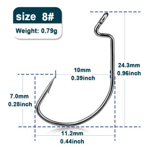 25 Móc Câu Cá Dạng Sâu Có Khe Hở Rộng Có Ngạnh Kiểu EWG Mềm Dùng Cho Cần Texas Rig Làm Từ Thép Carbon Cao Đầu Nhọn Được Mài Hình Nón