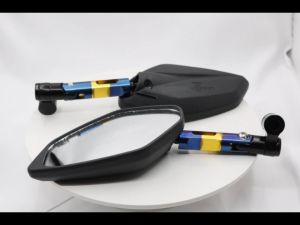 Titanium Side Mirror 2tone Short Stem Universal CNC black/carbon Made IN Thailand For Motorcycle