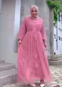 MAXI JAHWARA GAMIS TILE DOT MUSLIM KONDANGAN PESTA FULL BRUKAT