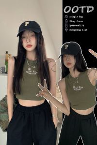 Dễ Thương Thoáng Mát Retro Mỹ Cộc Tay Không Tay Mini  Áo Hai Dây Phụ Nữ Mùa Hè Bên Trong Mặc Ngắn Lớp Đế Áo Khoác Ngoài Quần Áo Làm Việc Ôm Vừa Vặn I-type