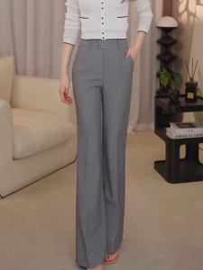 MANMI | Quần Tây Elegance Màu Xám Kiểu Pháp Dáng Thẳng Thuôn