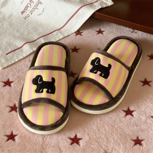 XIXITIAO | Cotton Linen Ins Style Funny Black Dog Womens Student Spring Summer Home Floor Shoes