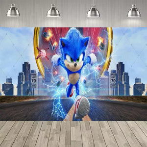 Beast Kingdom | Cartoon Blue Hedgehog Photo Party Decorations Background Kids Birthday Party Cake Table Wall Decor Photo Backdrop Booth Props