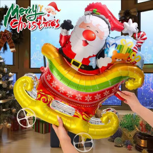 YESPERY Large 3D Aluminum Foil Balloon Santa Claus Snowman Deer Walking Balloons with Wheel Home Party Christmas Decoration Kids Gifts