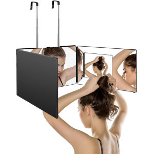 360 Trifold Mirror & Portable Height Adjustable Hooks: A Self-Hair Cutting & Makeup Essential