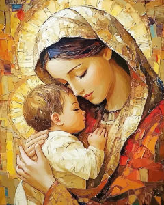 KAYOU | Painting By Numbers Madonna Baby Jesus No Frame Paint Kit for Adults DIY Religion Pictures By Numbers on Canvas Handpainted Gift