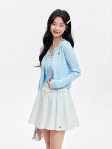 Ear Edge Textured A-line Mini Skirt