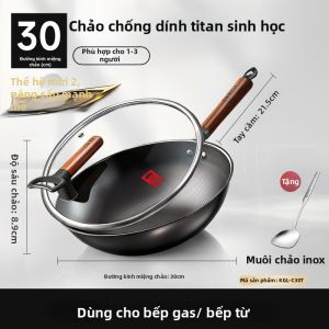 KBH | Chảo Sắt Đúc Không Tráng Men Cường Hóa Bằng Titanium Phù Hợp Với Bếp Gas và Điện