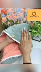KW Coral fleece dry hair cap double-layer absorbent thickened soft dry hair cap