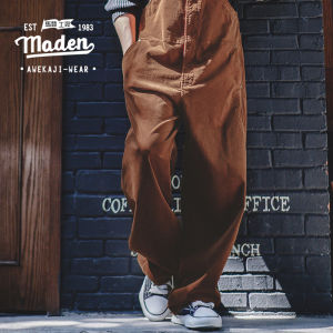 Maden quần đeo lưng vải nhung kẻ phong cách Mỹ thời thượng phong cách hip hop hộp đêm nam thanh niên thương hiệu quần Bộ áo liền quần có dây đeo ống đứng dáng rộng amikaki