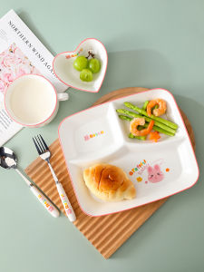 Three-Compartment Ceramic Dinner Plate Fat Reduction Set Home Use Divided Dinnerware Set for Single Person Student Meal Plate