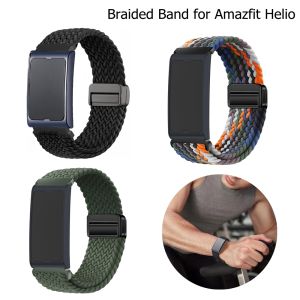 Braided Nylon Watch Band Compatible with Amazfit Helio Strap Magnetic Buckle 22mm Stretchy Elastic Fabric Band for Amazfit Helio
