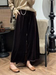 Velvet Brown High Waist Loose Wide Leg Pants Womens Autumn New Style Comfortable Slimming Loose Fit Casual Trousers