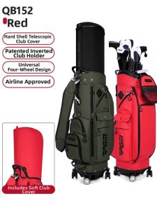 PGM GOLF | Waterproof Telescopic Hard-Shell 4-Wheel Golf Travel Bag