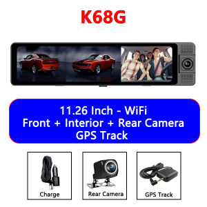 WheXune | 3 Channel Dash Cam Rearview Mirror Front Inside Rear 2K+1080P+1080P With WiFi GPS Dual Lens Car DVR Camera Infrared Night Vision