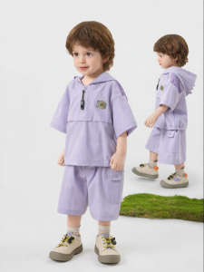 CUTEPANDAS | Bộ Hai Mảnh Áo T-shirt Tay Ngắn và Quần Ngắn Cho Bé Trai Mùa Hè
