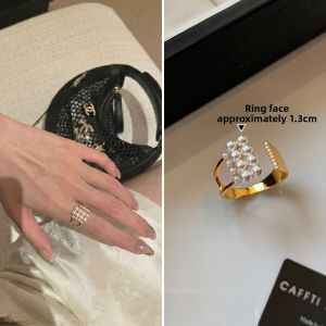 CAFFTI | Gold Openwork Pearl Elegant Designer Ring