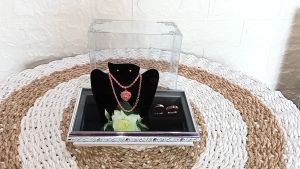 Kotak Frame Fiber Tempat Perhiasan Cincin dan Kalung Mahar atau Seserahan Pernikahan - FCK
