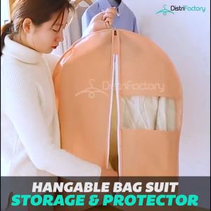 Premium Dust Cover Non-woven Suit Cover Hanger Penutup Habuk Storage Clothes Hanging Bag Hanging-type Suit Organizer Bag