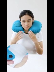 หมอนรองคอ พกพา หมอนลมรองคอ ปั๊มลมในตัว พับเก็บได้ หมอนรองคอตัวยู U หมอนเป่าลมรองคอ ในรถ หมอนลมรองคอ สำหรับเดินทาง หมอนแคมป์ปิ้ง SP309