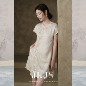 JK&JS | Cloud Embroidery Silky Flowered Heavy Duty Short Dress New Style