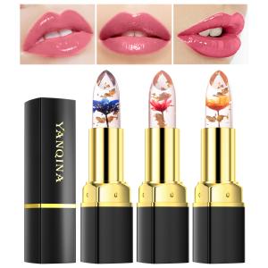 1 ชิ้น YANQINA ดอกไม้รูปคริสตัลเจลลิปสติก - เปลี่ยนสีอบอุ่น ให้ความชุ่มชื้นและลิปกลอสไม่ซีดจาง
