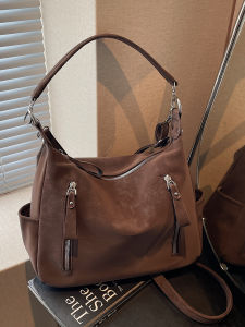 High-End Large Capacity Frosted Texture Single Shoulder Crossbody Tote Bag Casual Commuting Bucket Bag Korean Style for Youth