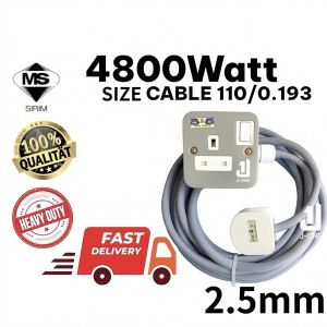 Heavy Duty Extension Wire 1/2 Gang Metal Clad 13A Switch Socket with 70/0.193x3c-110/076x3c