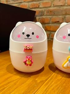Mini Rubbish Bin Dustbin Bakul Sampah Tutup Cute Desk Cover Sliding Lid Trash Kitchen Living Bedroom
