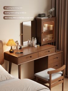 DONGMU | Bedroom Wooden Makeup Desk With Concealable Mirror