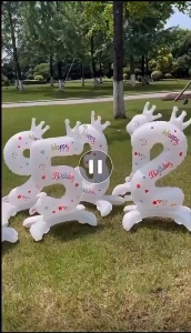 Balon Foil Angka BESAR Standing MOTIF PUTIH - 80cm 32 Inch Putih Happy Brithday ANGKA jumbo