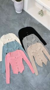 MODAMYTH LS01 - Atasan Wanita Atasan Rajut Lengan Panjang Wanita Long slevee Top Korean Style