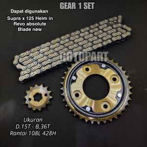 Gear set Supra x 125 Helm in gearset girset gigi tarik rantai roda model sss Supra helm in
